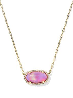 Elisa Pave Frame Gold Short Pendant Necklace